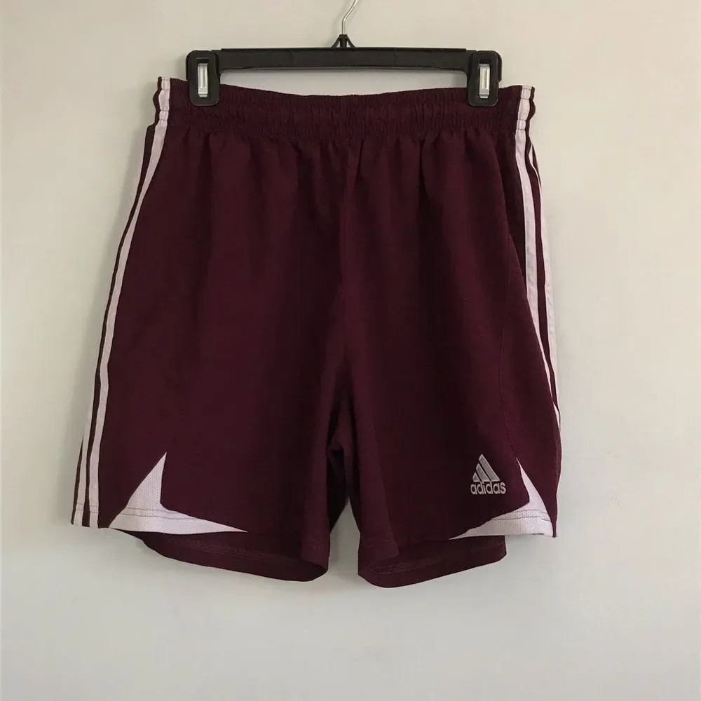 Adidas Mens Sz L Athletic Sport Basketball Shorts Maroon Red Climacool